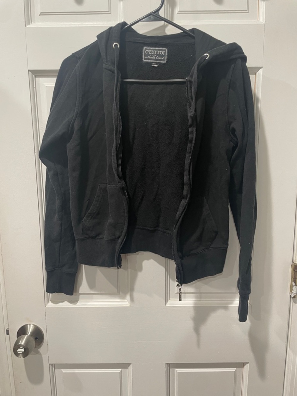 Black Hooded Zip Jacket - Women's Casual Coat